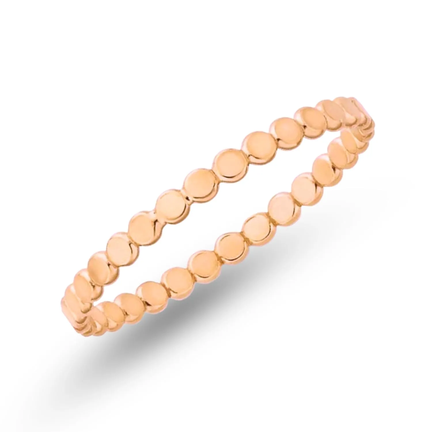 Glimmer Stacking Ring | Silver, Gold, or Rose Gold | Hammered Dot Beaded Stackable Dainty Ring Band | USA Sizes 4-12 (5, 14K Rose Gold Fill)