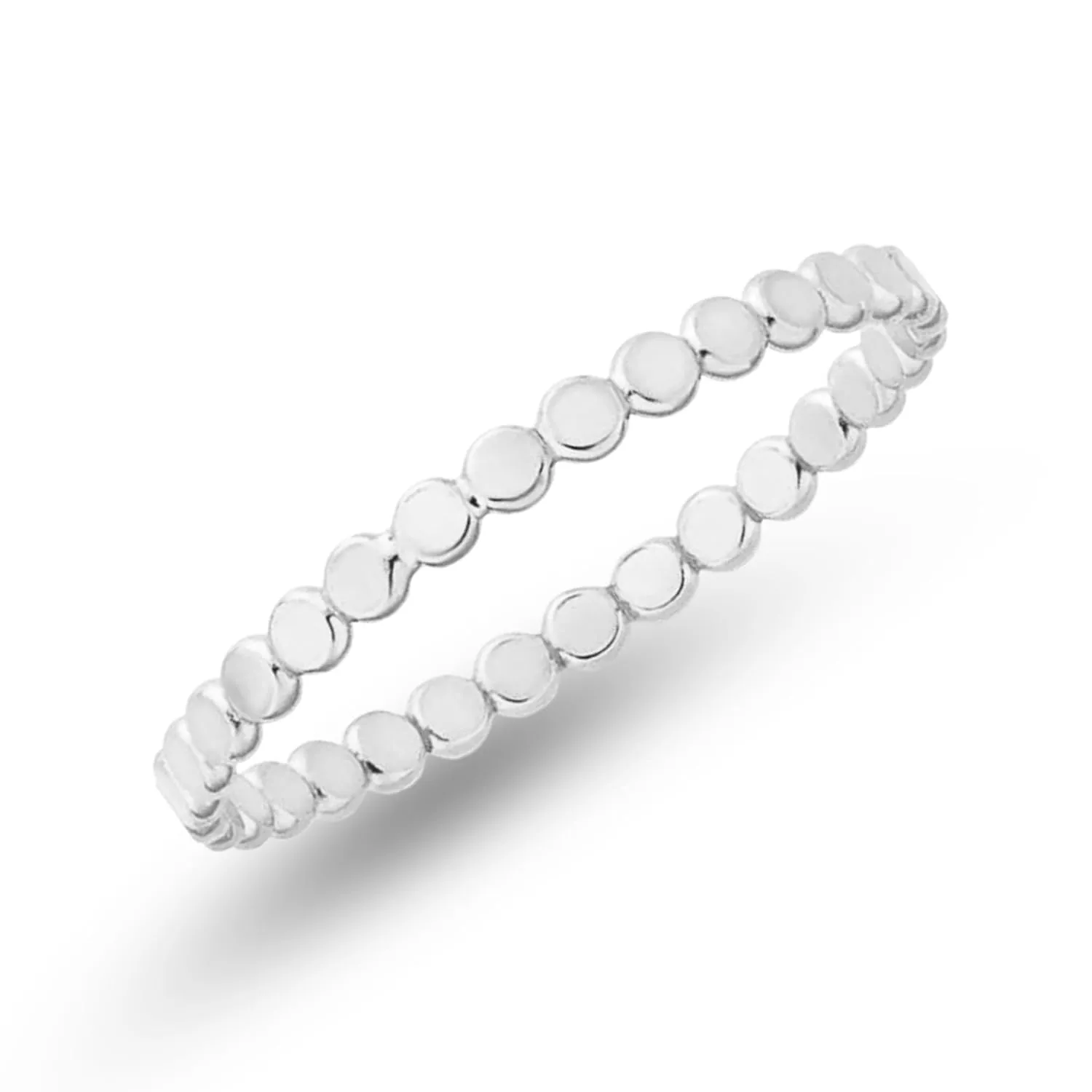 Glimmer Stacking Ring | Silver, Gold, or Rose Gold | Hammered Dot Beaded Stackable Dainty Ring Band | USA Sizes 4-12 (8, Sterling Silver)