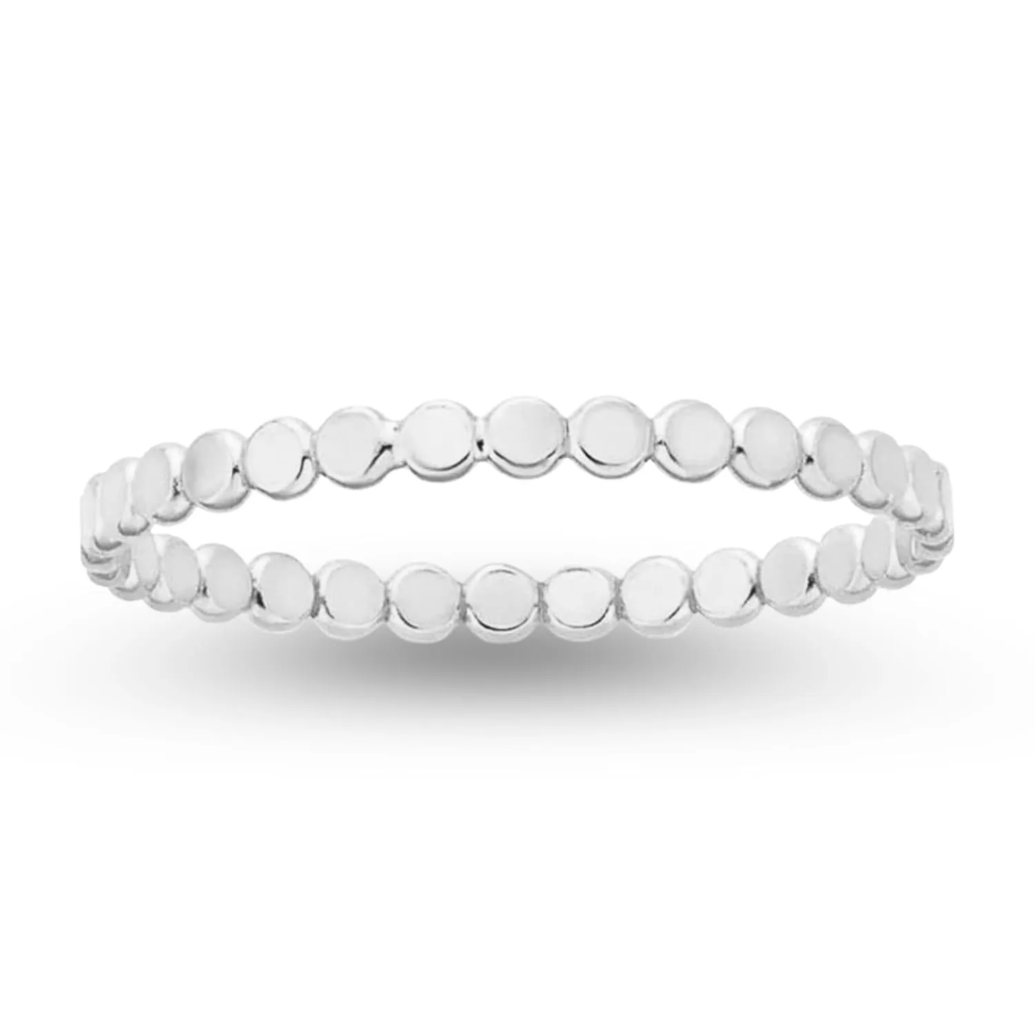 Glimmer Stacking Ring | Silver, Gold, or Rose Gold | Hammered Dot Beaded Stackable Dainty Ring Band | USA Sizes 4-12 (8, Sterling Silver)