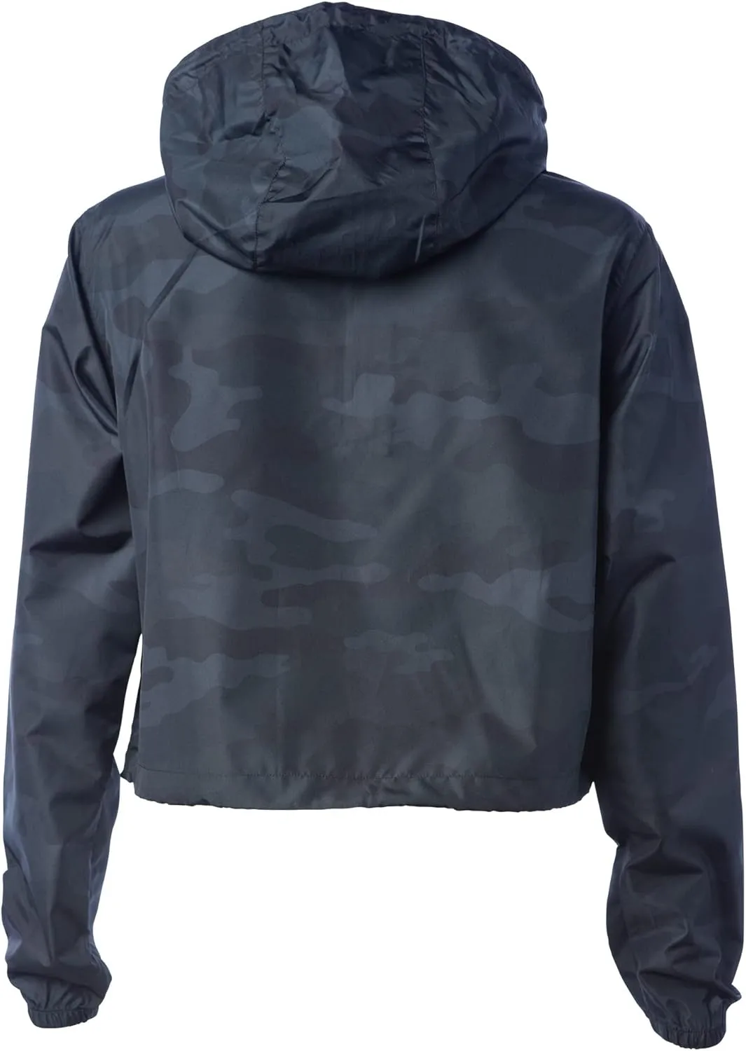 Global Blank Women's Long Sleeve Crop Top Half Zip Up Cropped Jacket with Hood for Women