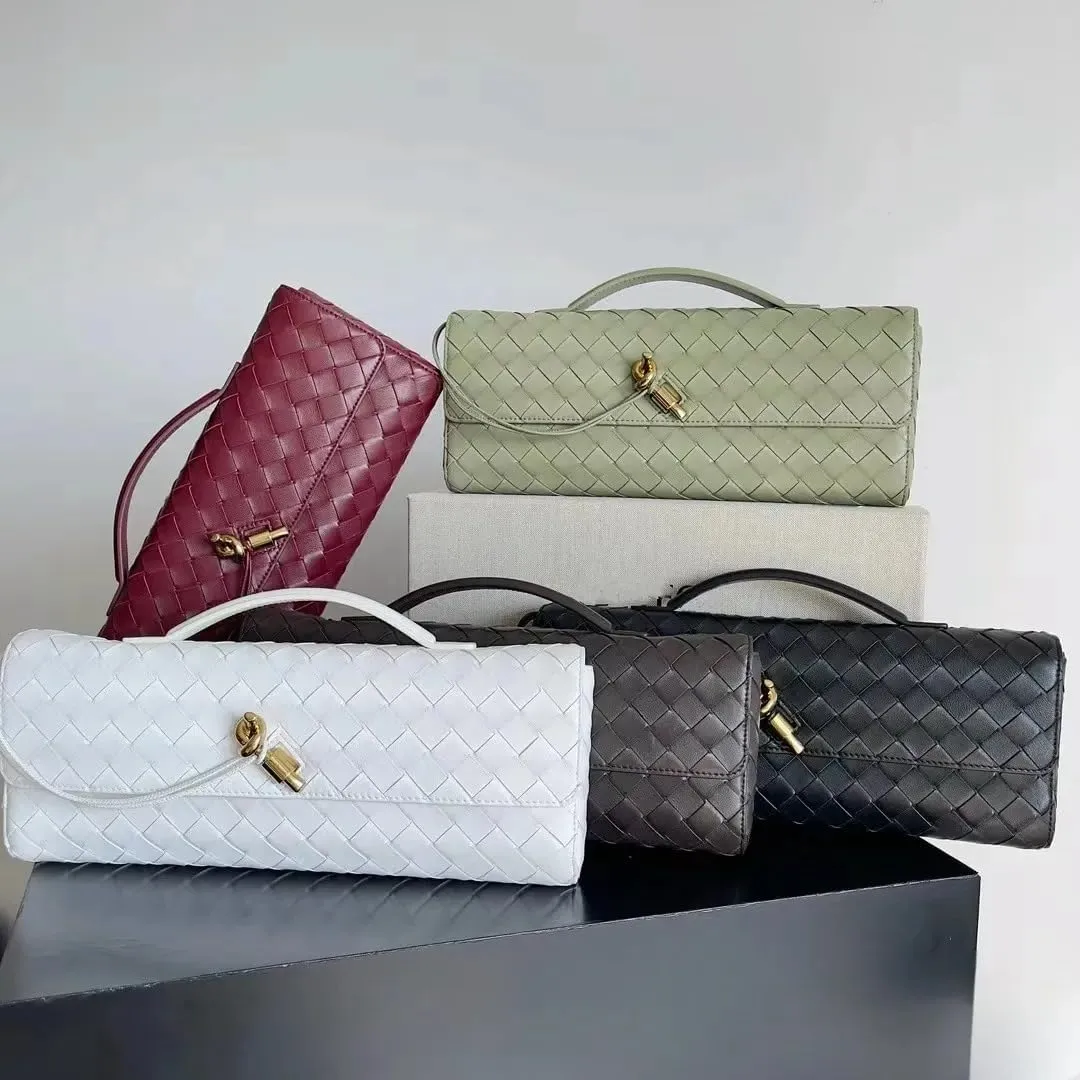 Gold Clutch Bag Designer Evening Mini Bag for Women, Luxury Genuine Leather Handbag, Intrecciato Craftsmanship