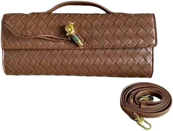 Gold Clutch Bag Designer Evening Mini Bag for Women, Luxury Genuine Leather Handbag, Intrecciato Craftsmanship
