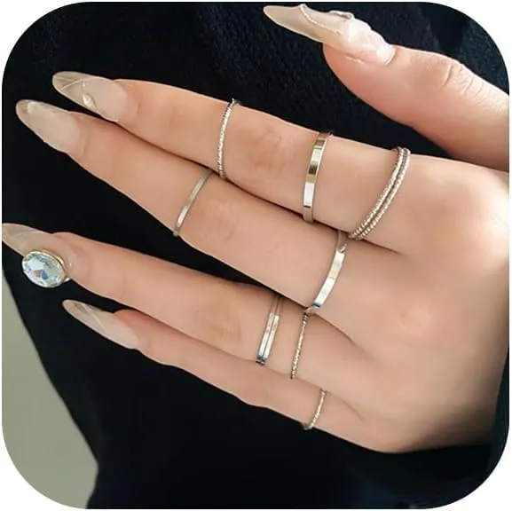 Gold Knuckle Rings Set for Women,Dainty Simple Stackable Finger Rings Pack Trendy Boho Joint Finger Midi Rings Hollow Thumb Stacking Rings Size Mixed