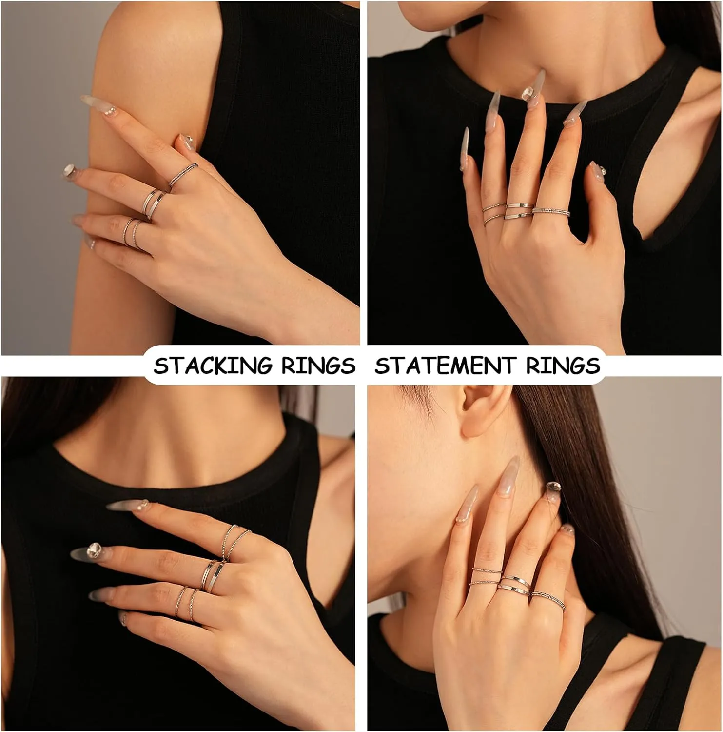 Gold Knuckle Rings Set for Women,Dainty Simple Stackable Finger Rings Pack Trendy Boho Joint Finger Midi Rings Hollow Thumb Stacking Rings Size Mixed