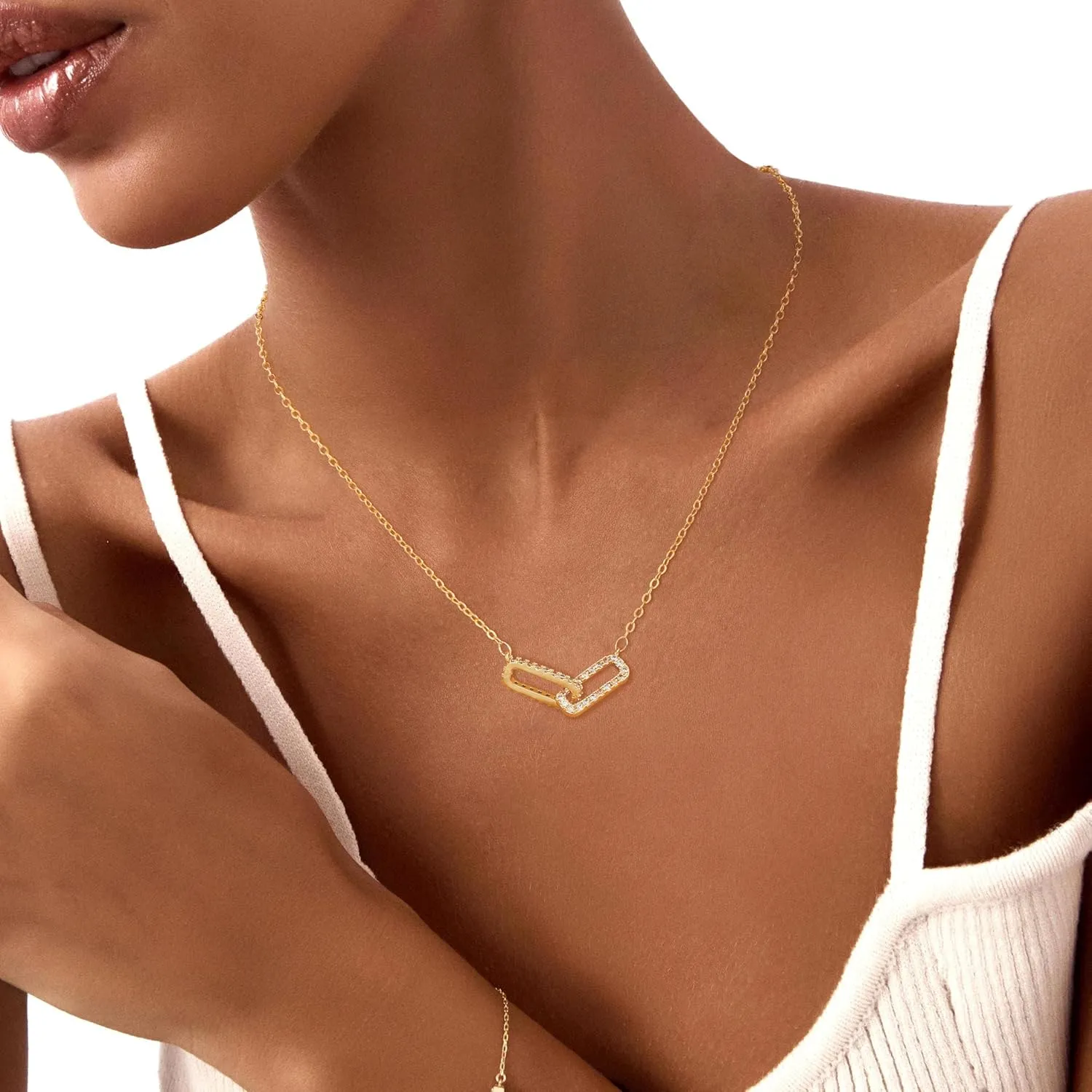 Gold Pendant Necklace for Women Rose Gold Pink Women's Neckalces Rose Quartz Crystal Pendants Birth Stone Anniversary Jewelry Gifts for Women