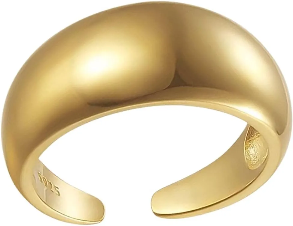 Gold-Plated 925 Sterling Silver Rings for Women, Adjustable, Hypoallergenic Jewelry, Minimalist Cocktail Rings, Bold Bar & Asymmetric Designs, Gift for Birthdays, Mother's Day and Special Occasions