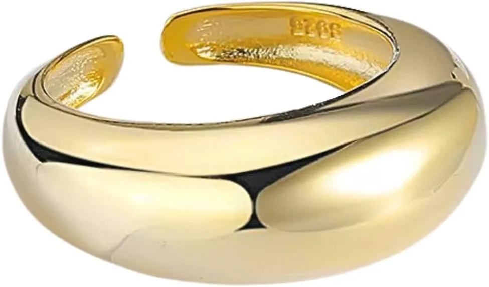 Gold-Plated 925 Sterling Silver Rings for Women, Adjustable, Hypoallergenic Jewelry, Minimalist Cocktail Rings, Bold Bar & Asymmetric Designs, Gift for Birthdays, Mother's Day and Special Occasions