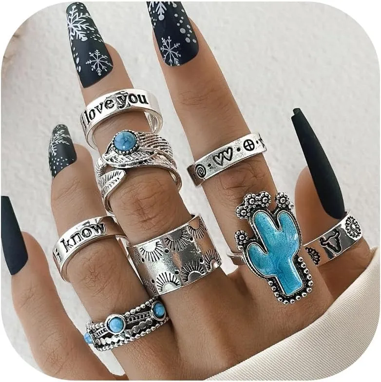 Gold Stackable Rings for Women Non Tarnish Boho Stacking Rings Set Gold Plated Knuckle Rings Rhinestone Moon Star Leaf Rings Midi Pinky Thumb Rings Christmas Stocking Stuffers Gifts Trendy Stuff