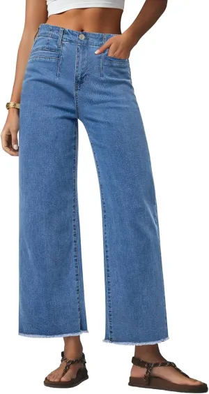GRAPENT Wide Leg Jeans for Women High Waisted Trendy Jeans Denim Pants Stretchy Baggy with Pockets
