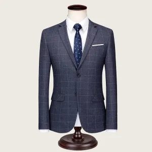 Grey Check Pattern Single Button Blazer