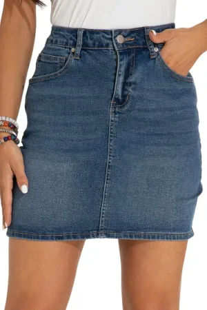 GUANYY Womens Mini Denim Skirt-Casual Stretch Slim Fit High Waisted Jean Skirts