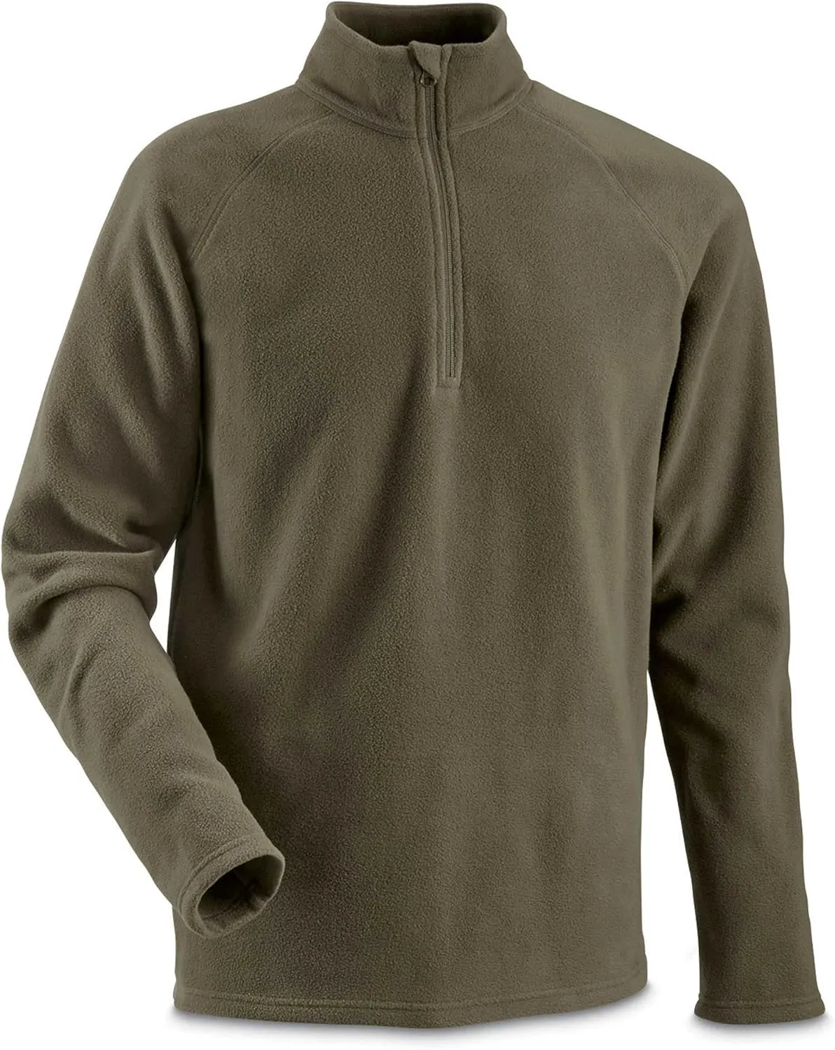 Guide Gear Men's Heavyweight Fleece Quarter-Zip Pullover Sweater Moisture-Wicking Top, Olive Brown