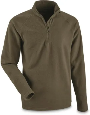 Guide Gear Men's Heavyweight Fleece Quarter-Zip Pullover Sweater Moisture-Wicking Top, Olive Brown