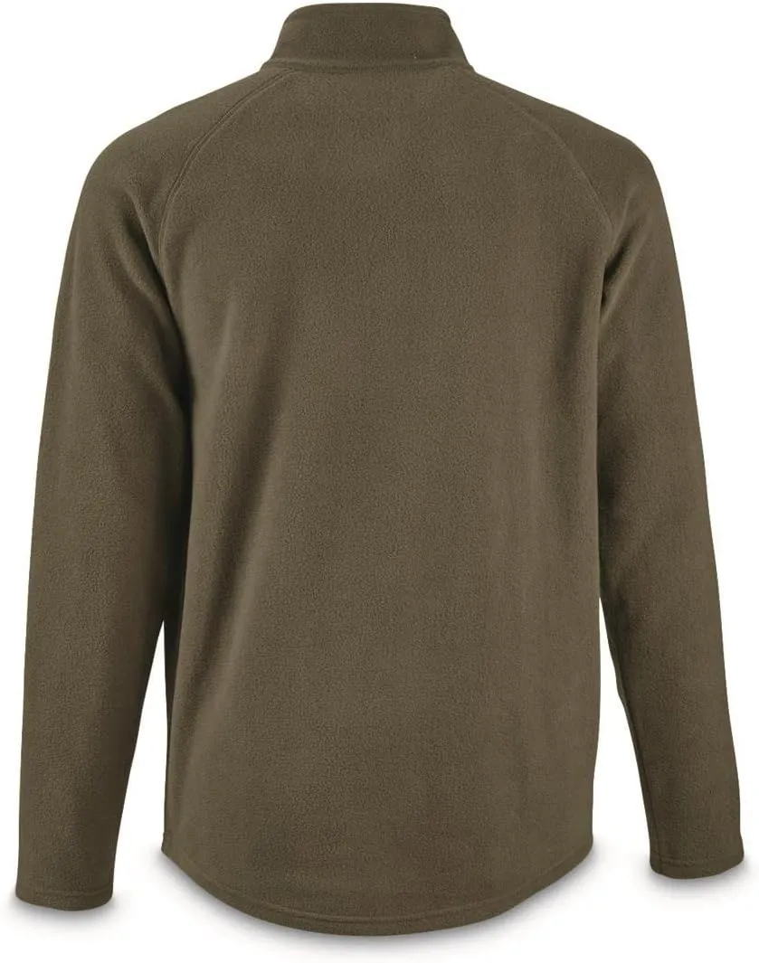 Guide Gear Men's Heavyweight Fleece Quarter-Zip Pullover Sweater Moisture-Wicking Top, Olive Brown