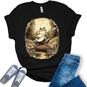 GyftWear Mushroom Shirts Toad Cottagecore Tshirts Aesthetic Casual Bella Frog Graphic Tees for Women