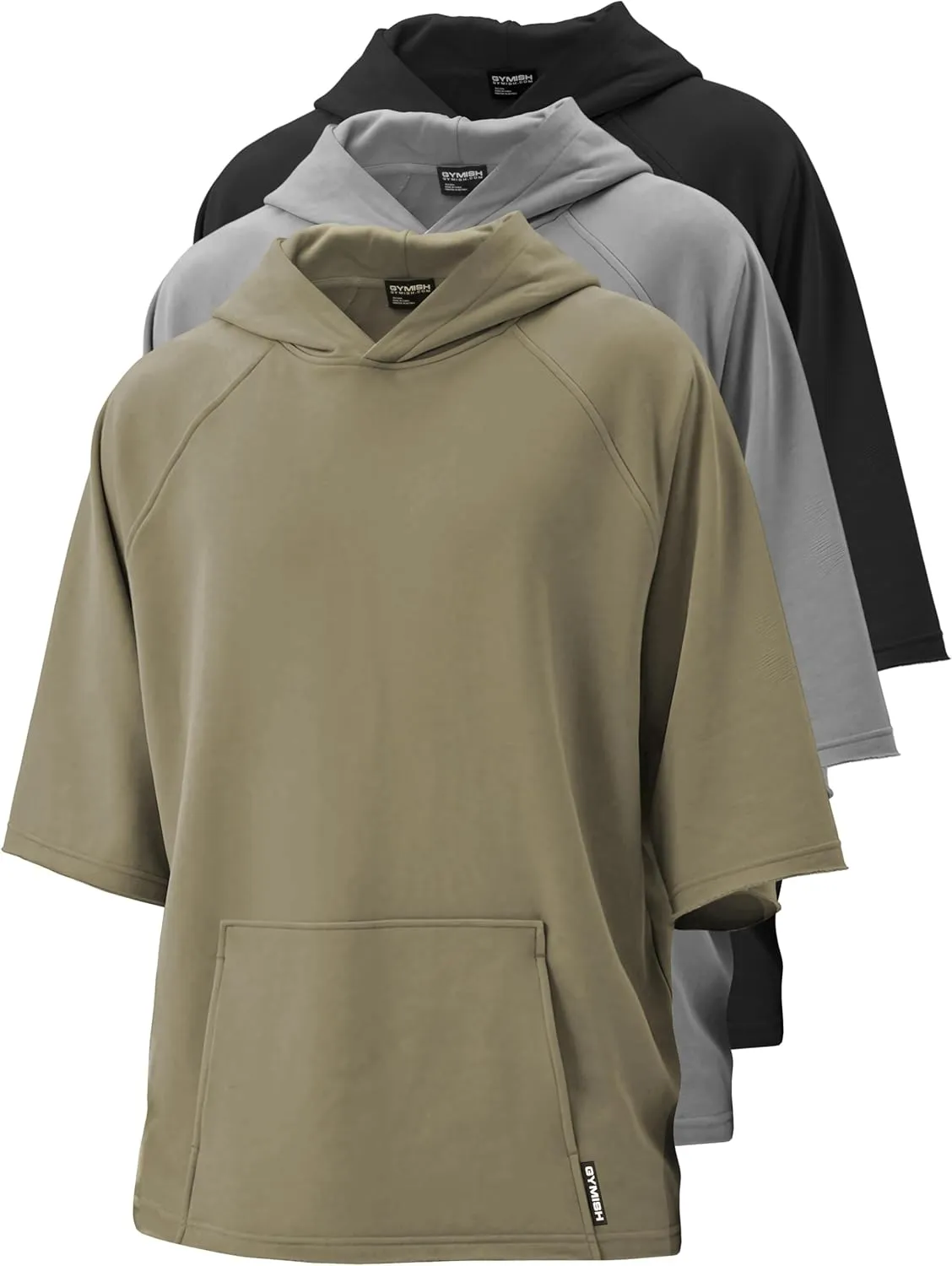 Gymish Lifestyle Oversized Short-Sleeve Hoodie Casual Streetwear Pullover for Men & Women
