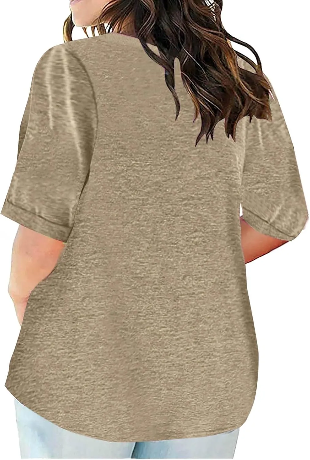 Half Sleeve Plus Size Tops for Women Notched V Neck Casual Loose Fit Tshirts Oversized Spring Summer Going Out Tees