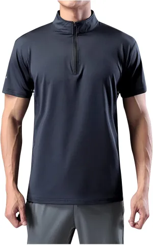 Half Zip Shirts Men Quick Dry Workout T Shirts Short Sleeve Golf Tee Shirts Plus Size Running Tee Tops Casual Shirt