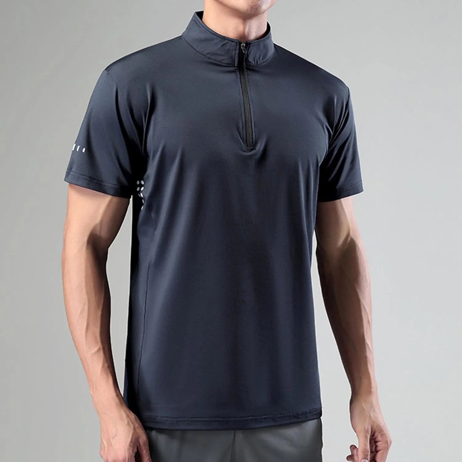 Half Zip Shirts Men Quick Dry Workout T Shirts Short Sleeve Golf Tee Shirts Plus Size Running Tee Tops Casual Shirt