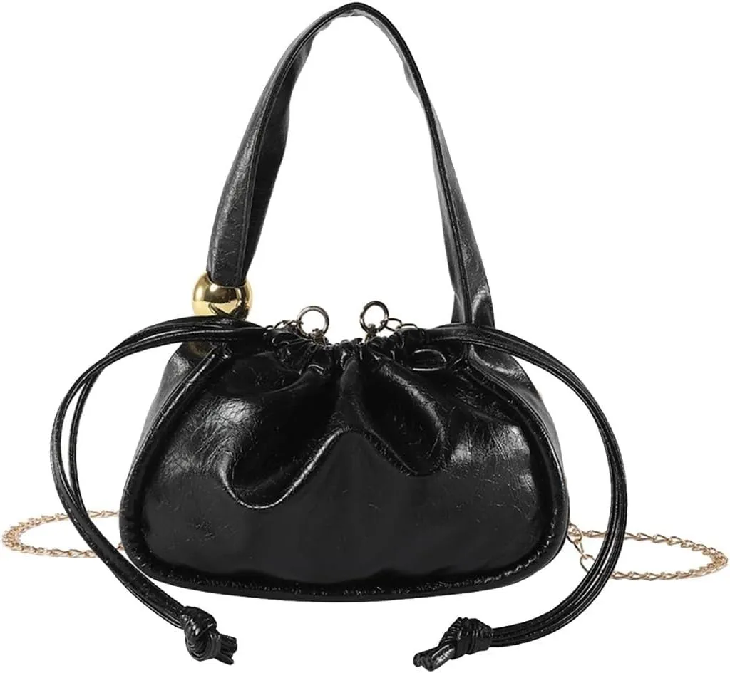 Handbag for Women PU Leather Crossbody Shoulder Small Satchel Fashion Top-handle Elegant Drawstring Bucket Tote