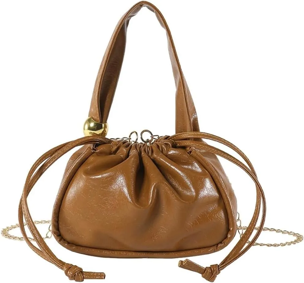 Handbag for Women PU Leather Crossbody Shoulder Small Satchel Fashion Top-handle Elegant Drawstring Bucket Tote