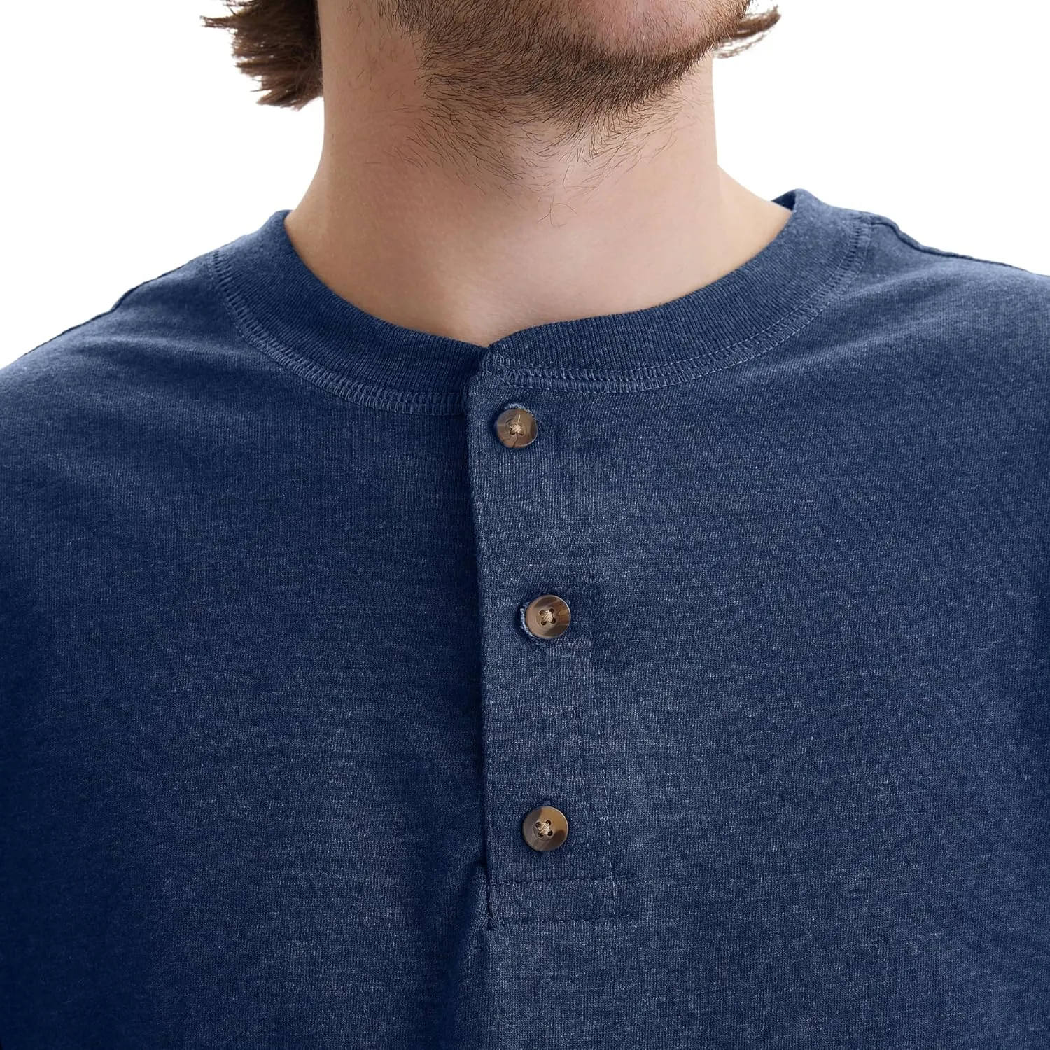 Hanes T Beefyt Henley, Men's Cotton Long Sleeve Shirts