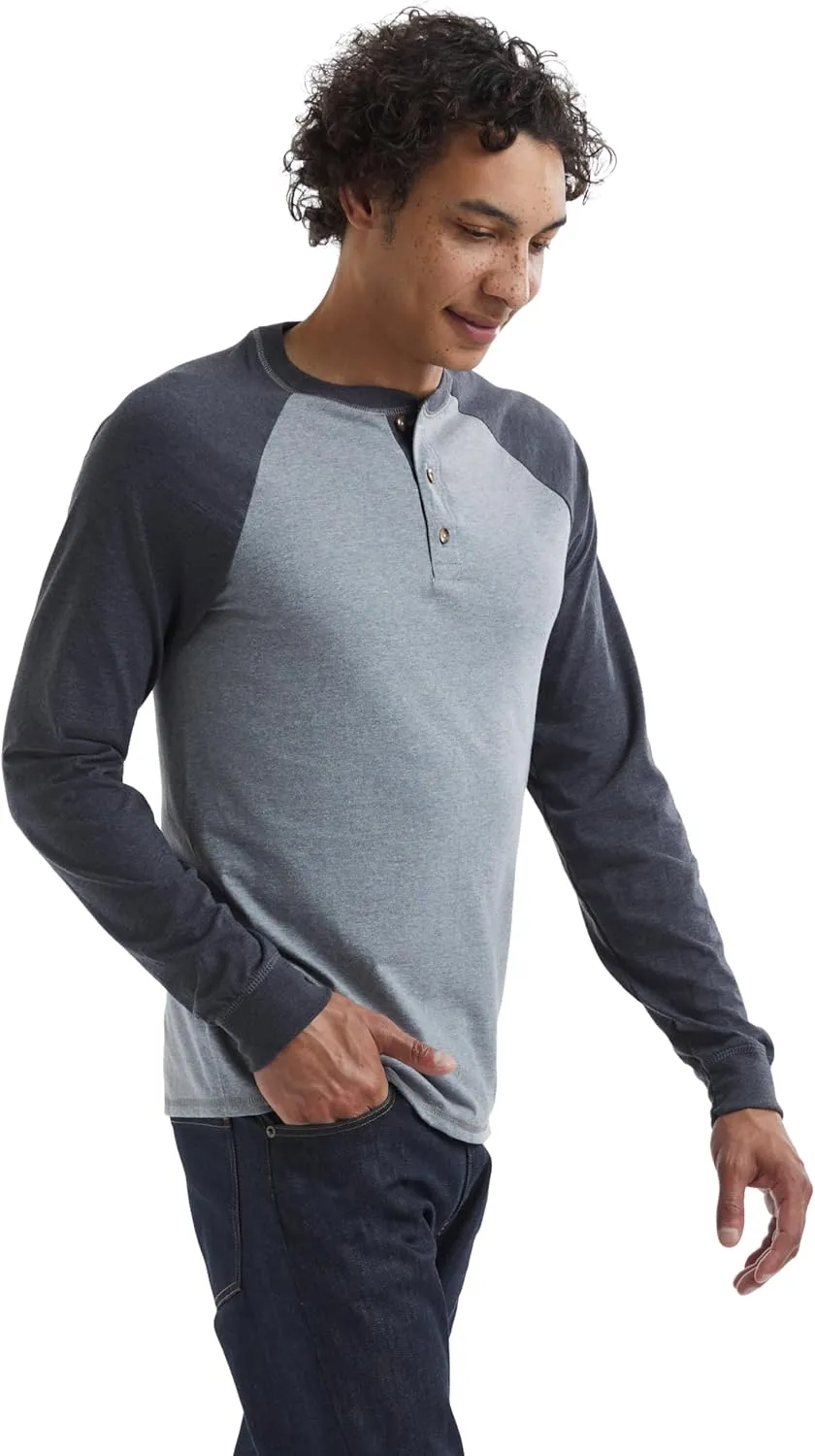 Hanes T Beefyt Henley, Men's Cotton Long Sleeve Shirts