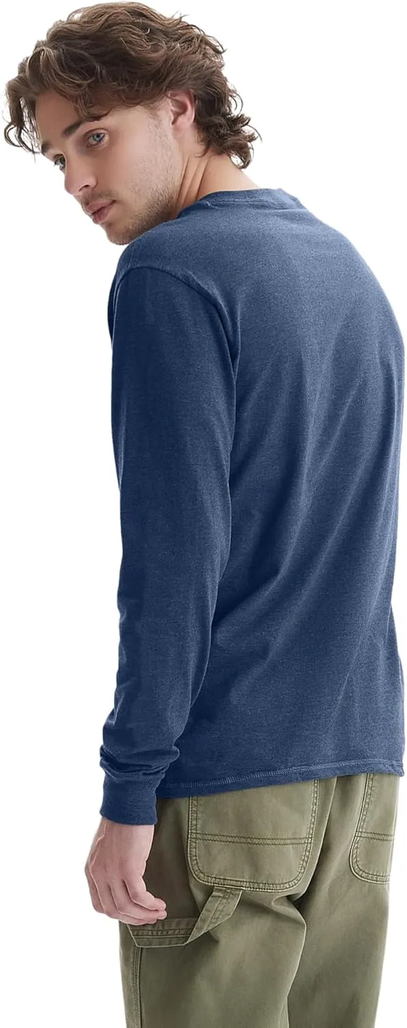 Hanes T Beefyt Henley, Men's Cotton Long Sleeve Shirts