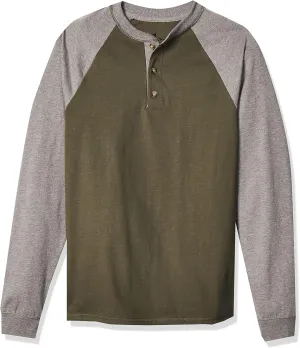 Hanes T Beefyt Henley, Men's Cotton Long Sleeve Shirts