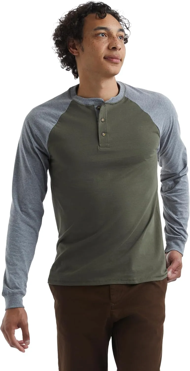 Hanes T Beefyt Henley, Men's Cotton Long Sleeve Shirts