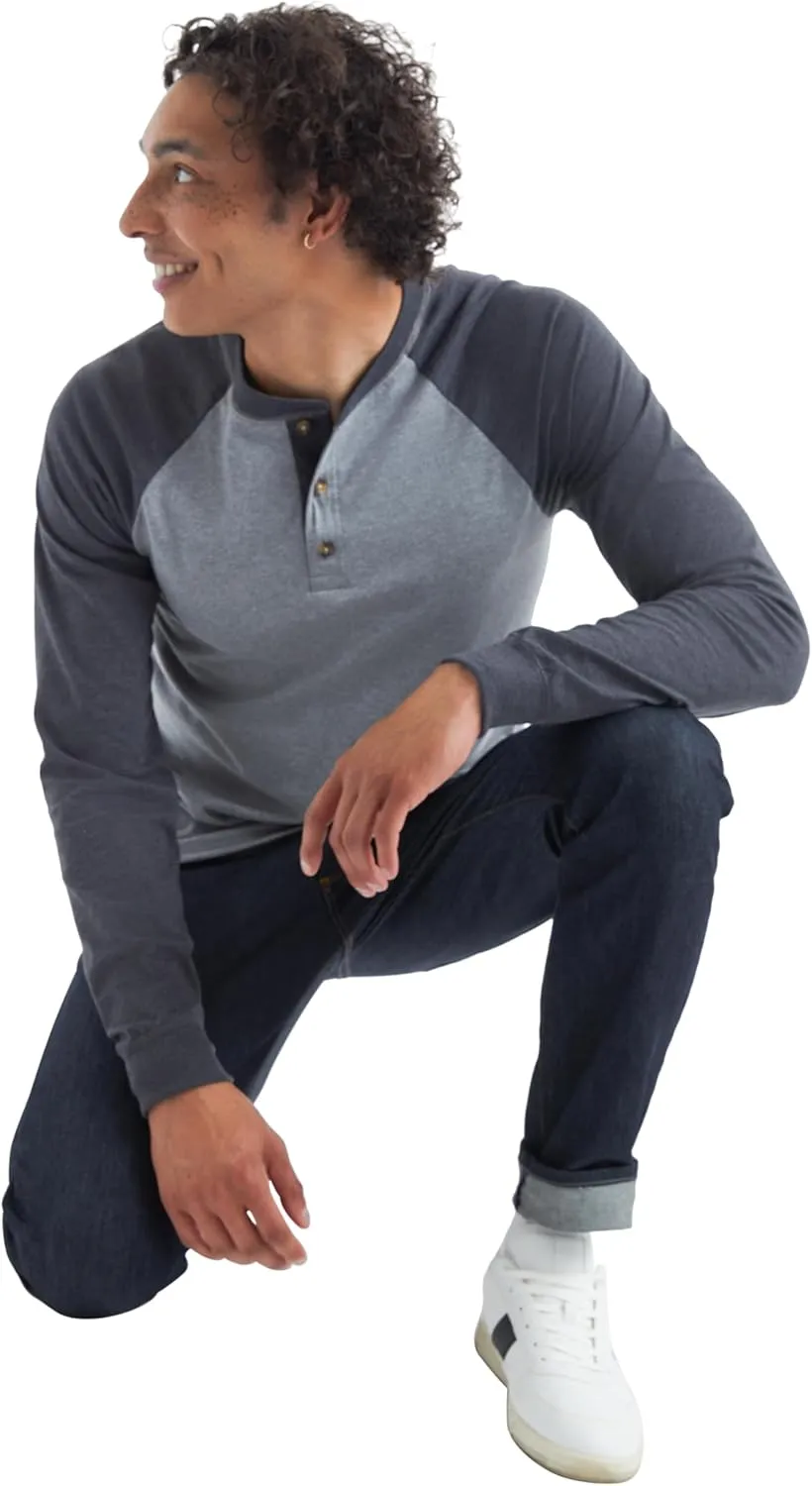 Hanes T Beefyt Henley, Men's Cotton Long Sleeve Shirts