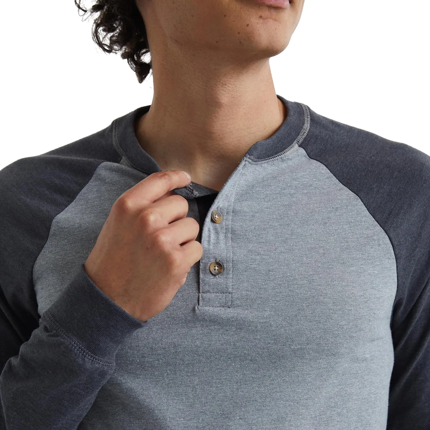 Hanes T Beefyt Henley, Men's Cotton Long Sleeve Shirts