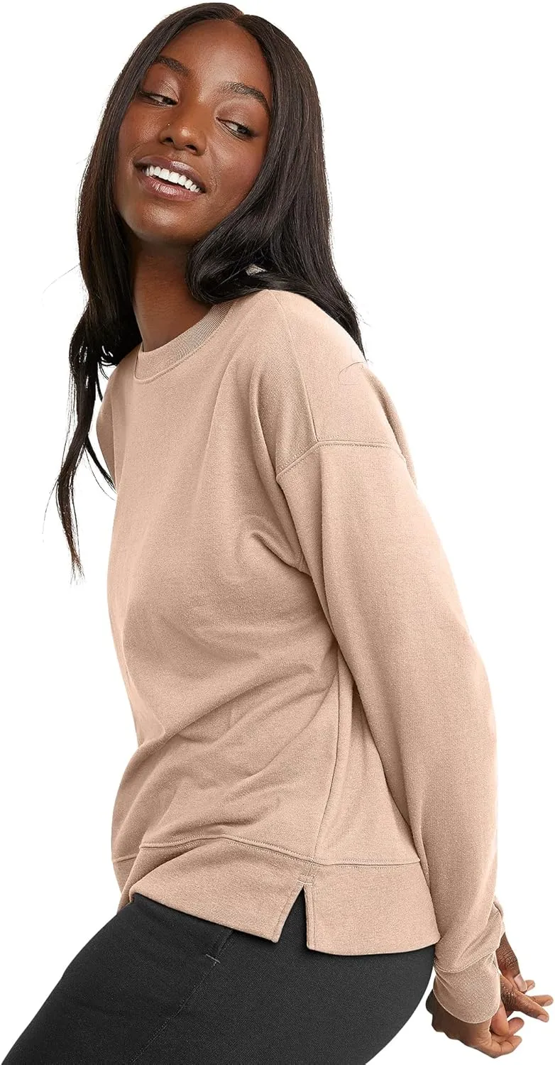 Hanes Women's Originals French Terry Sweatshirt, Lightweight Fleece Pullover Sweatshirt