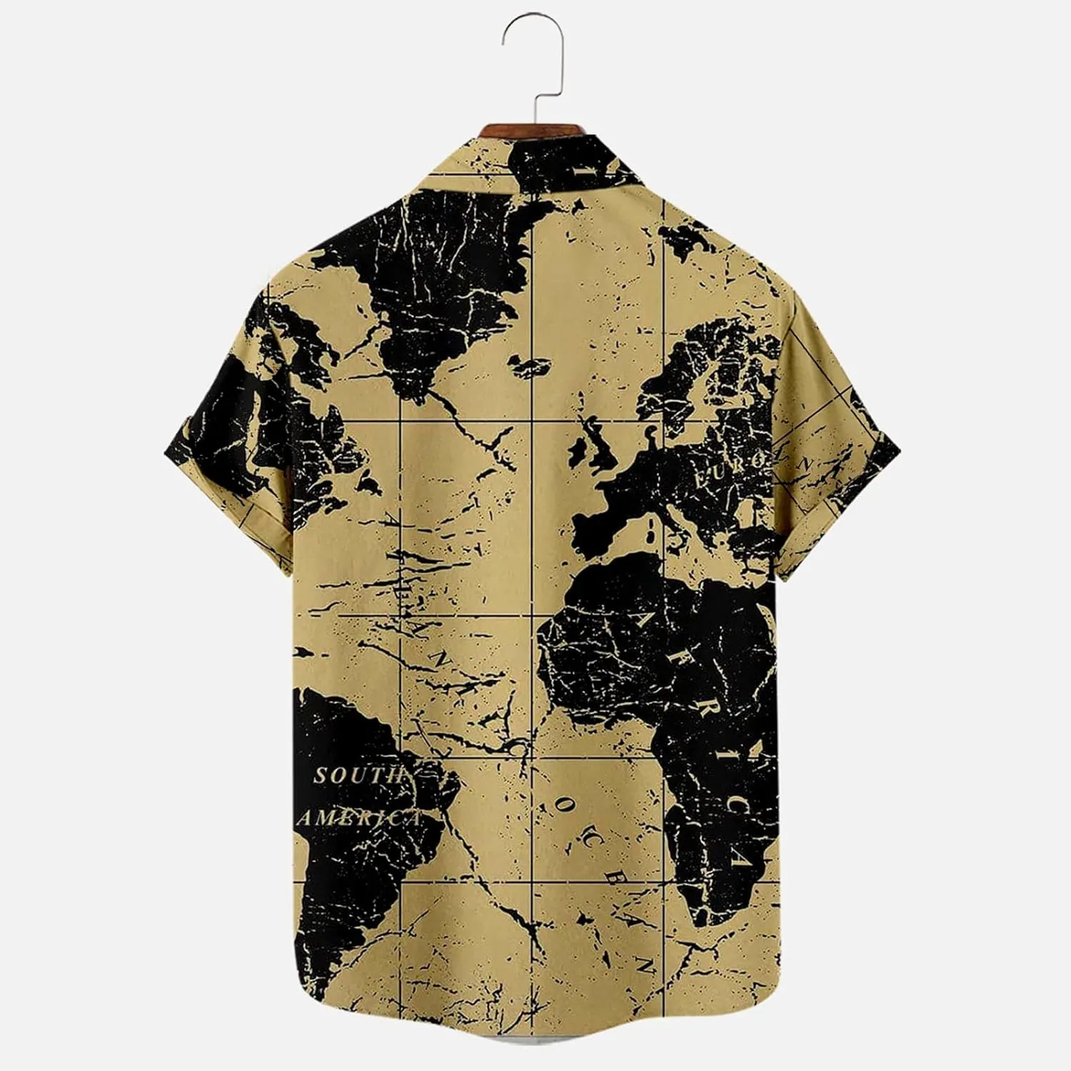 Hawaiian Shirt for Men Funky Casual Button Down Short Sleeve Beach Shirts Fashion World Map Print Summer Tops
