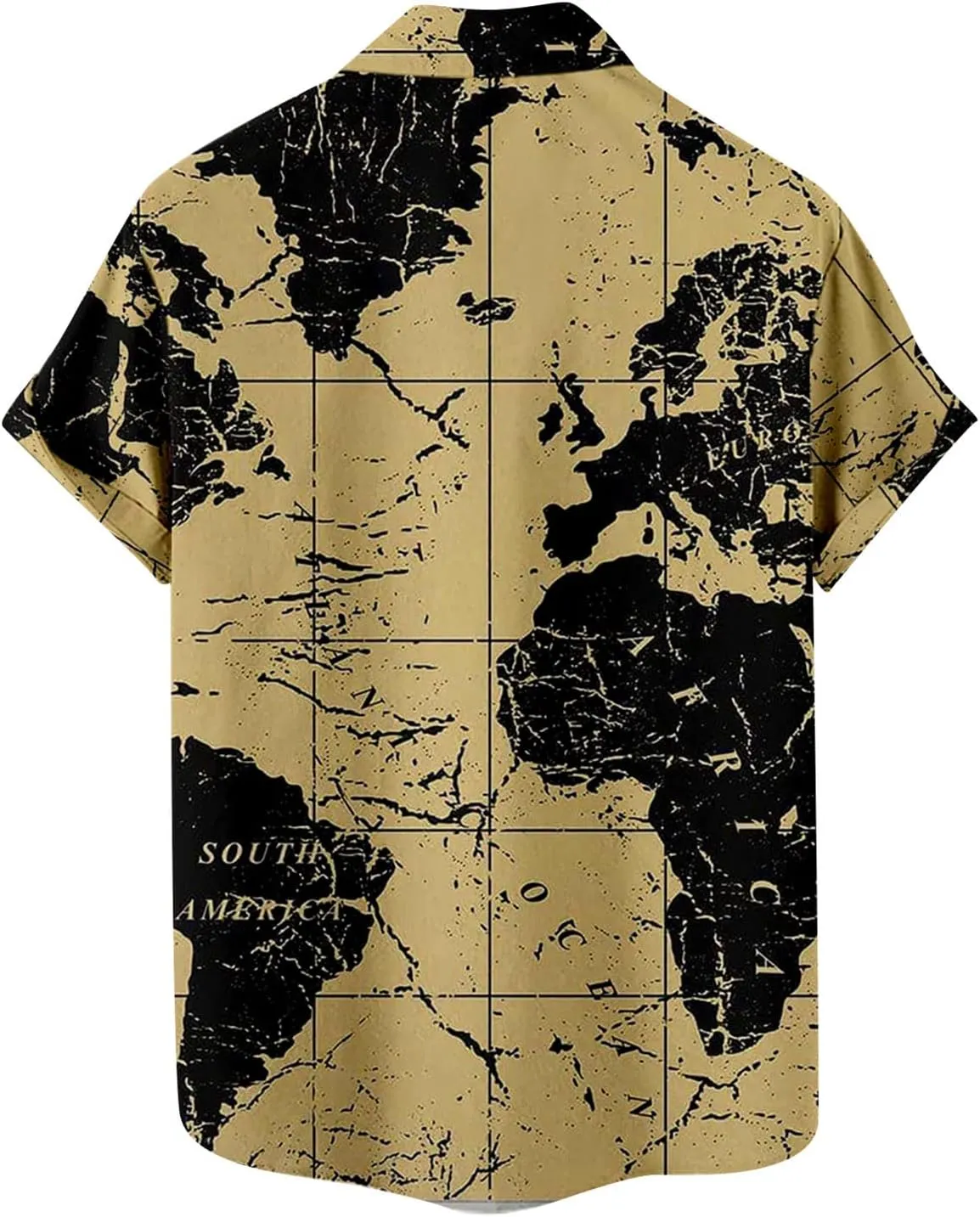 Hawaiian Shirt for Men Funky Casual Button Down Short Sleeve Beach Shirts Fashion World Map Print Summer Tops