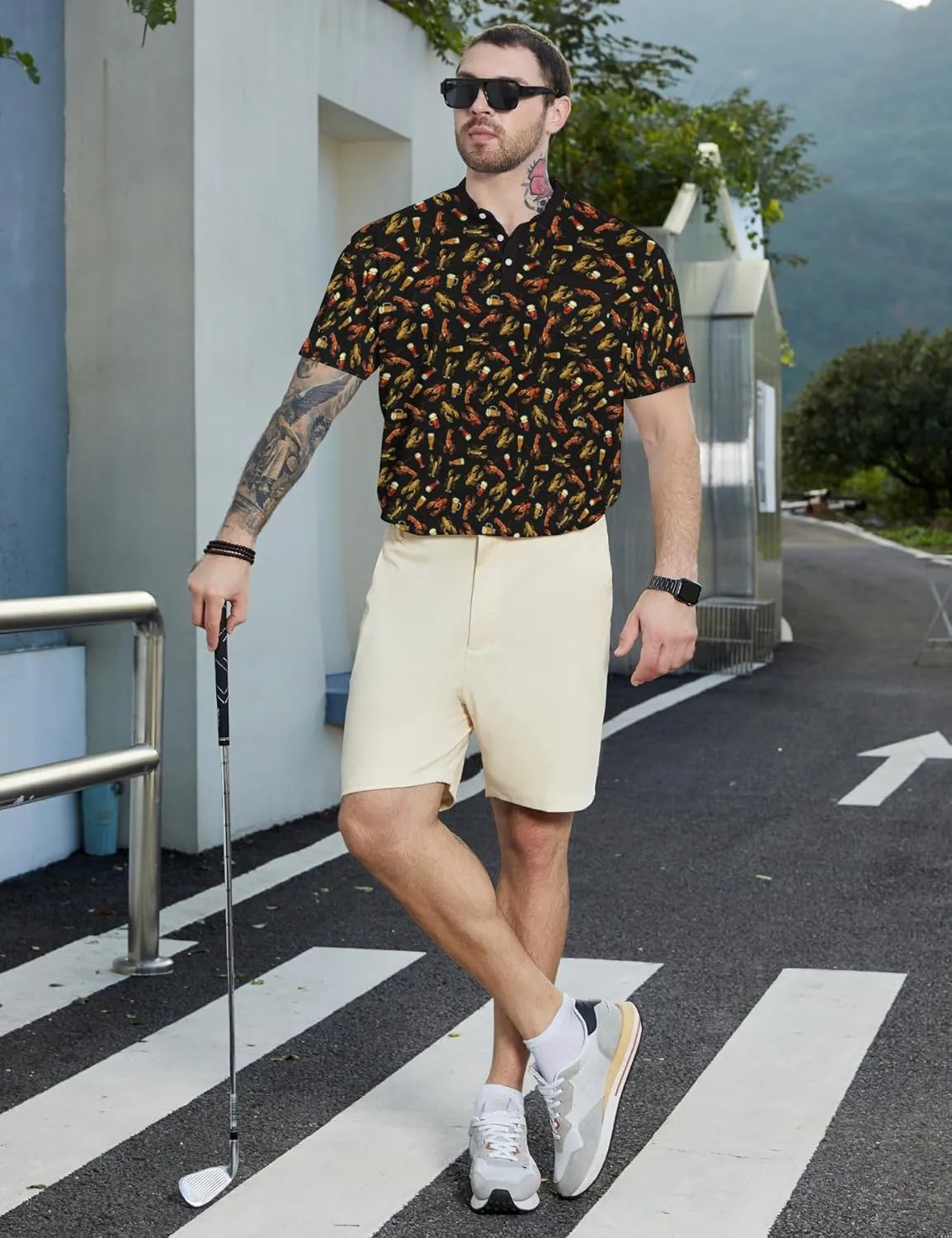 Henley Shirts for Men Short Sleeve Henley T Shirts Band Collar Men's Summer Athletic Tee