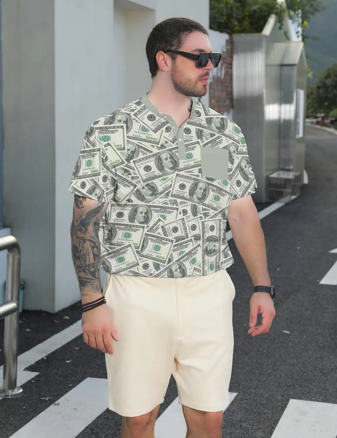 Henley Shirts for Men Short Sleeve Henley T Shirts Band Collar Men's Summer Athletic Tee