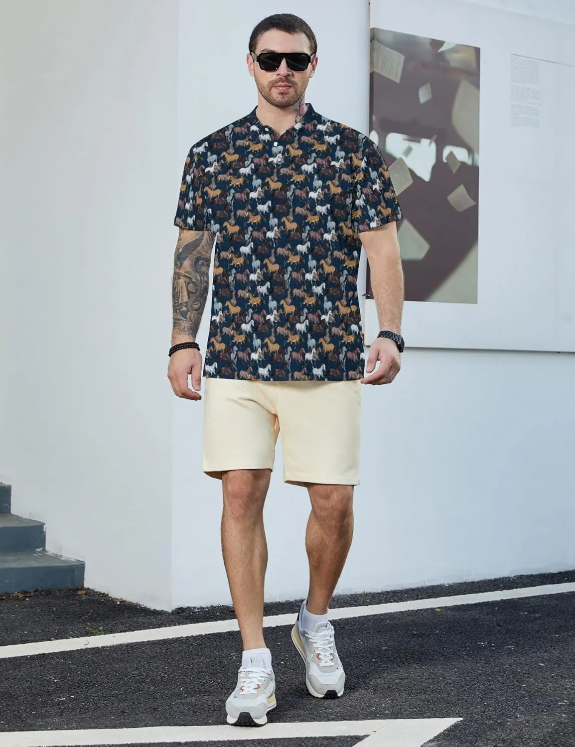 Henley Shirts for Men Short Sleeve Henley T Shirts Band Collar Men's Summer Athletic Tee