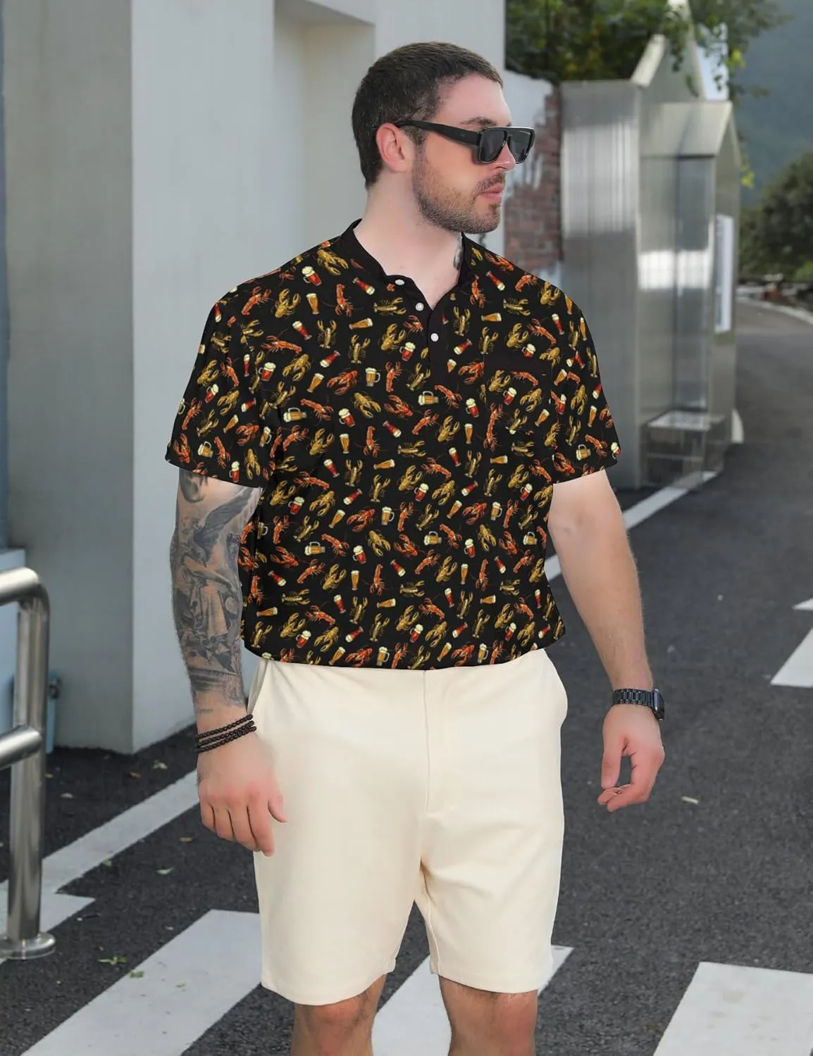 Henley Shirts for Men Short Sleeve Henley T Shirts Band Collar Men's Summer Athletic Tee