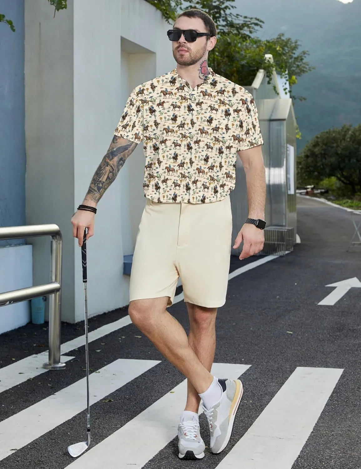 Henley Shirts for Men Short Sleeve Henley T Shirts Band Collar Men's Summer Athletic Tee