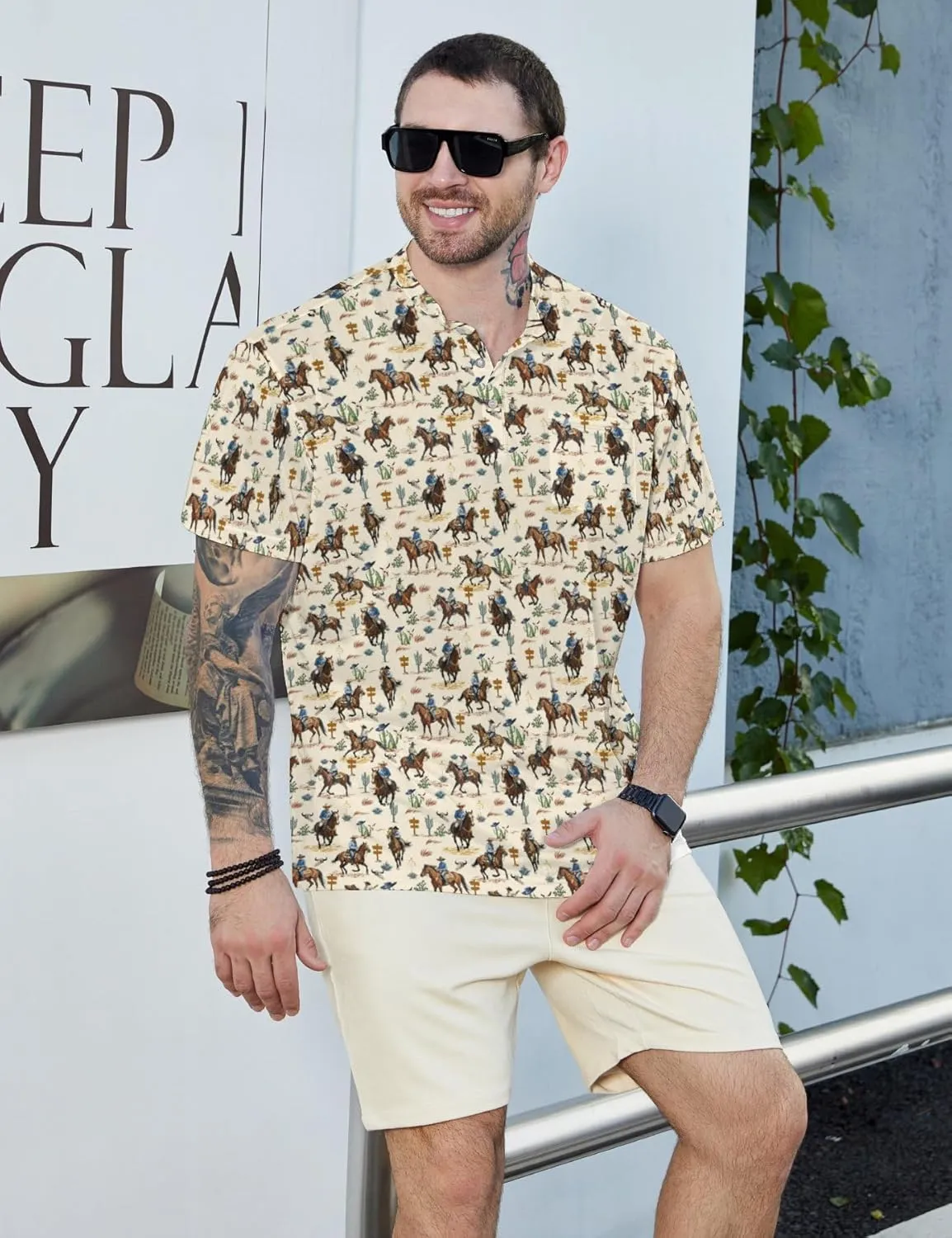 Henley Shirts for Men Short Sleeve Henley T Shirts Band Collar Men's Summer Athletic Tee