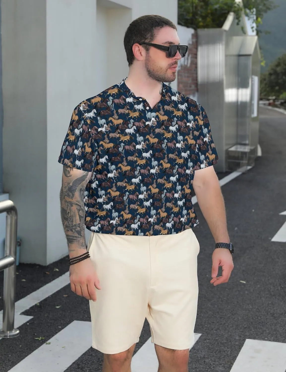 Henley Shirts for Men Short Sleeve Henley T Shirts Band Collar Men's Summer Athletic Tee