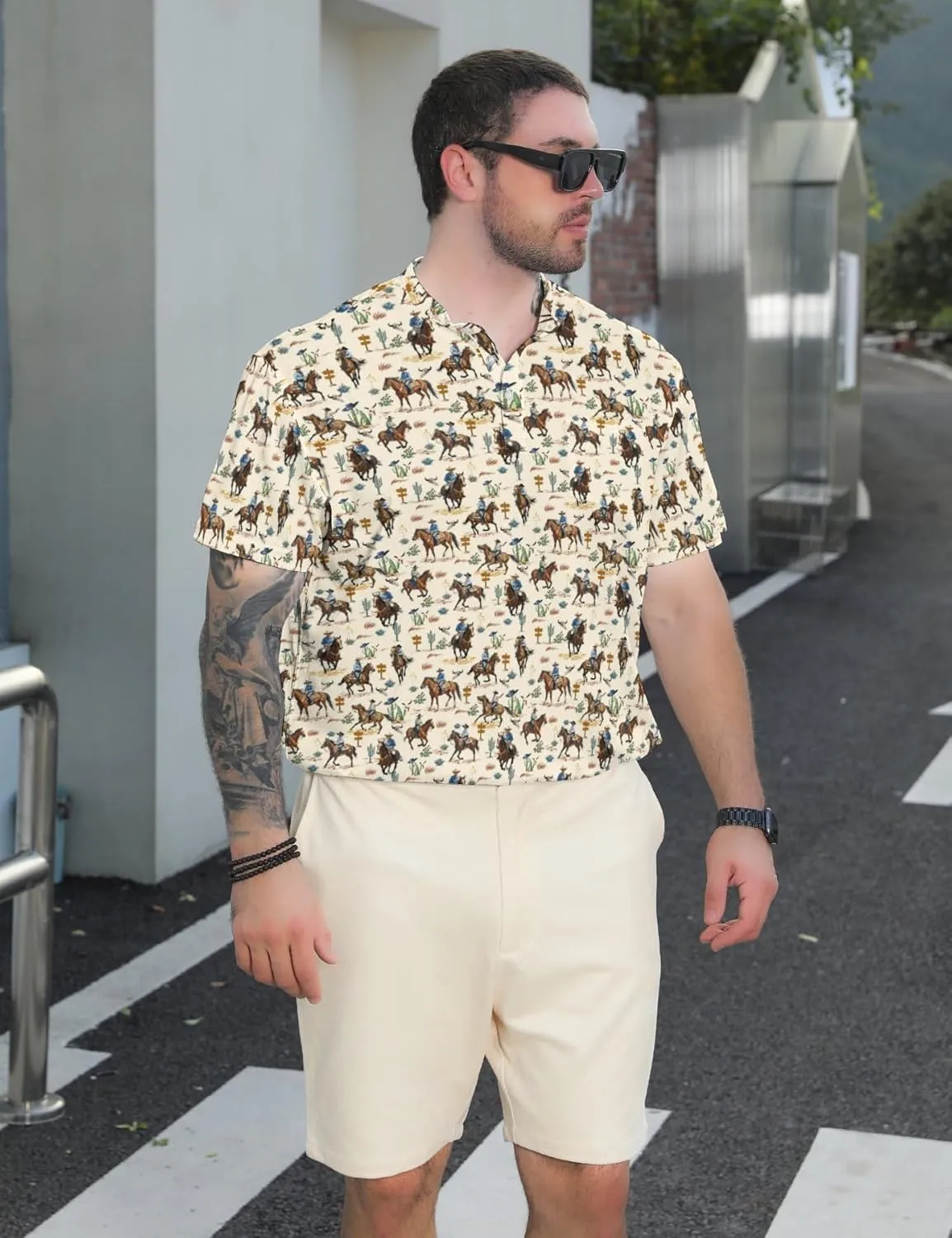 Henley Shirts for Men Short Sleeve Henley T Shirts Band Collar Men's Summer Athletic Tee