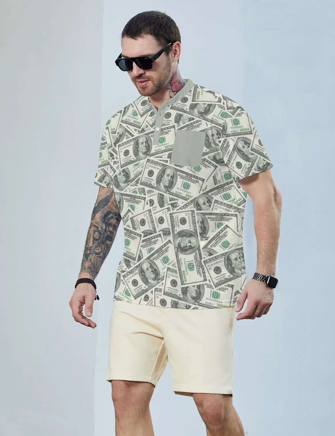 Henley Shirts for Men Short Sleeve Henley T Shirts Band Collar Men's Summer Athletic Tee