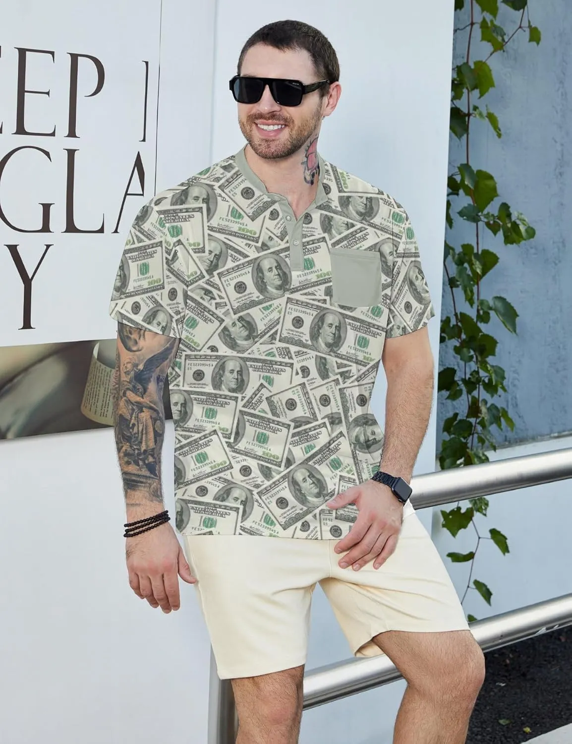 Henley Shirts for Men Short Sleeve Henley T Shirts Band Collar Men's Summer Athletic Tee