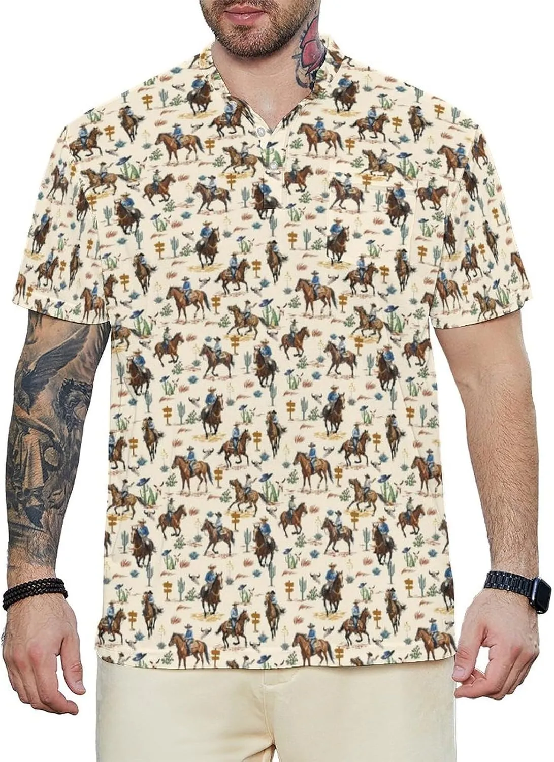Henley Shirts for Men Short Sleeve Henley T Shirts Band Collar Men's Summer Athletic Tee