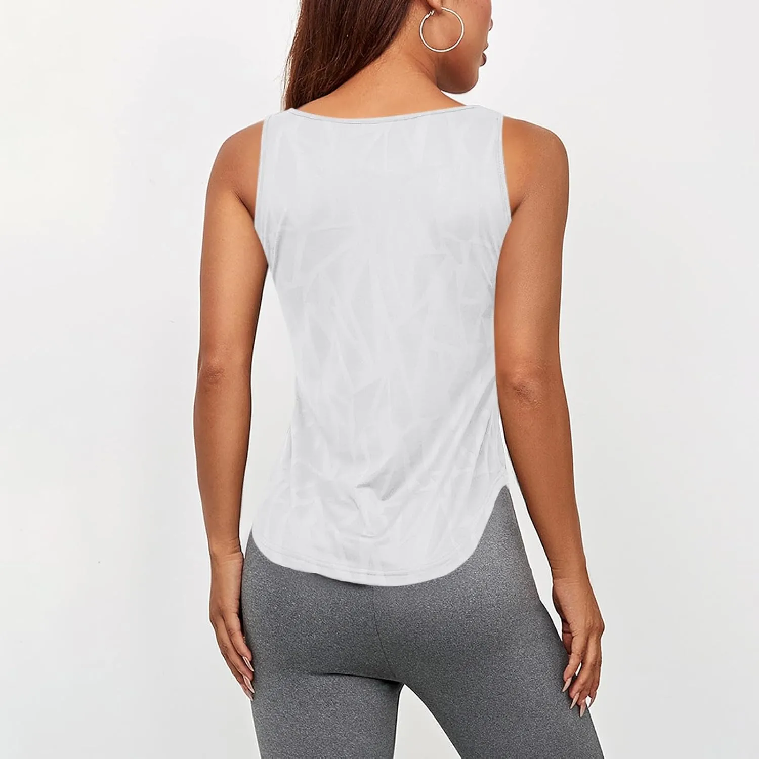 HGps8w Women's Crew Neck Crop Sports Tank Top Sleeveless Casual 2025 Summer Athletic Workout Running Yoga Shirts