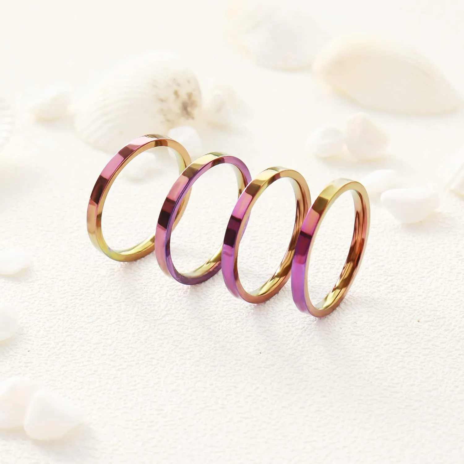 HUASAI Gold Plated Stackable Rings Stainless Steel Band Rings Gold Knuckle Midi Thumb Rings for Teen Girl Gifts Trendy Stuff