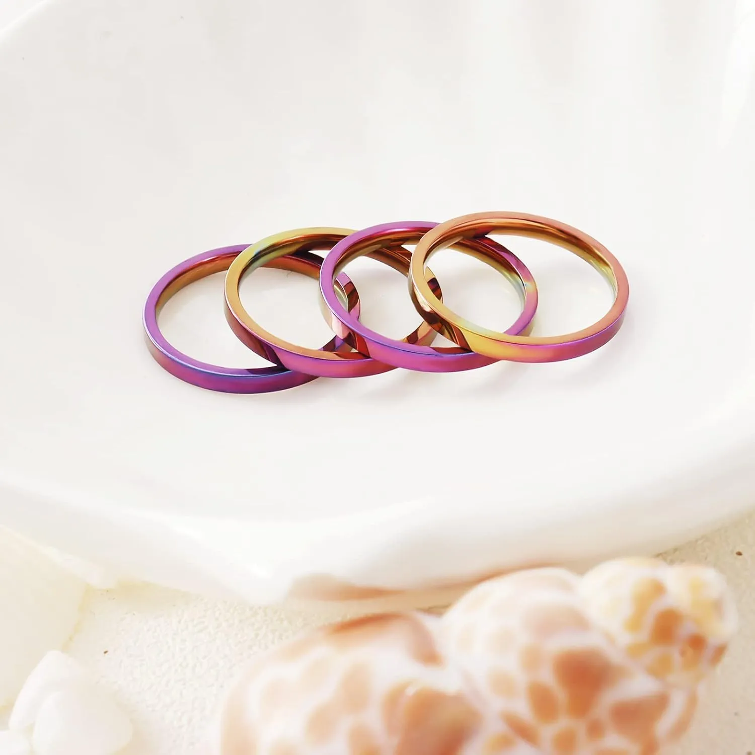 HUASAI Gold Plated Stackable Rings Stainless Steel Band Rings Gold Knuckle Midi Thumb Rings for Teen Girl Gifts Trendy Stuff