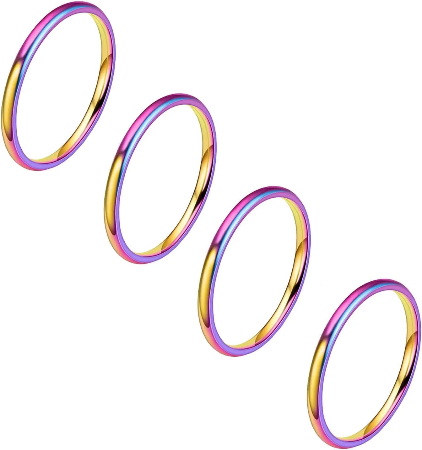 HUASAI Gold Plated Stackable Rings Stainless Steel Band Rings Gold Knuckle Midi Thumb Rings for Teen Girl Gifts Trendy Stuff